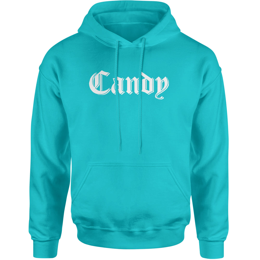 Candy Gothic Lettering Adult Hoodie Sweatshirt Teal