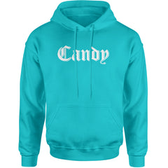 Candy Gothic Lettering Adult Hoodie Sweatshirt Teal