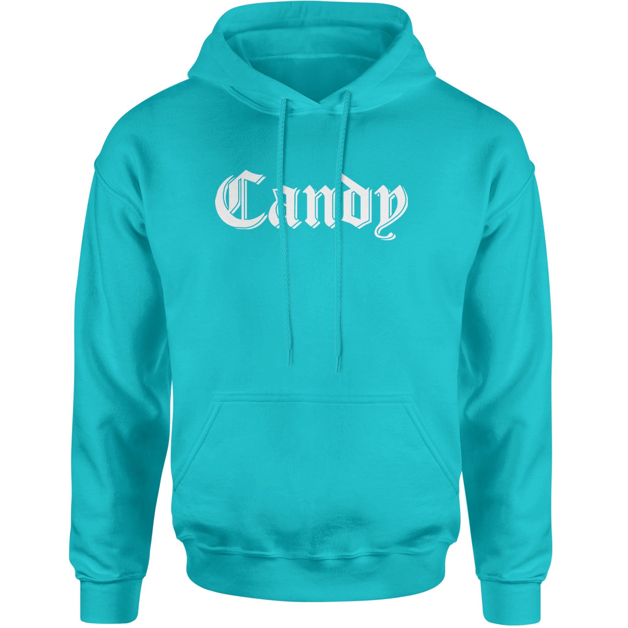 Candy Gothic Lettering Adult Hoodie Sweatshirt Teal