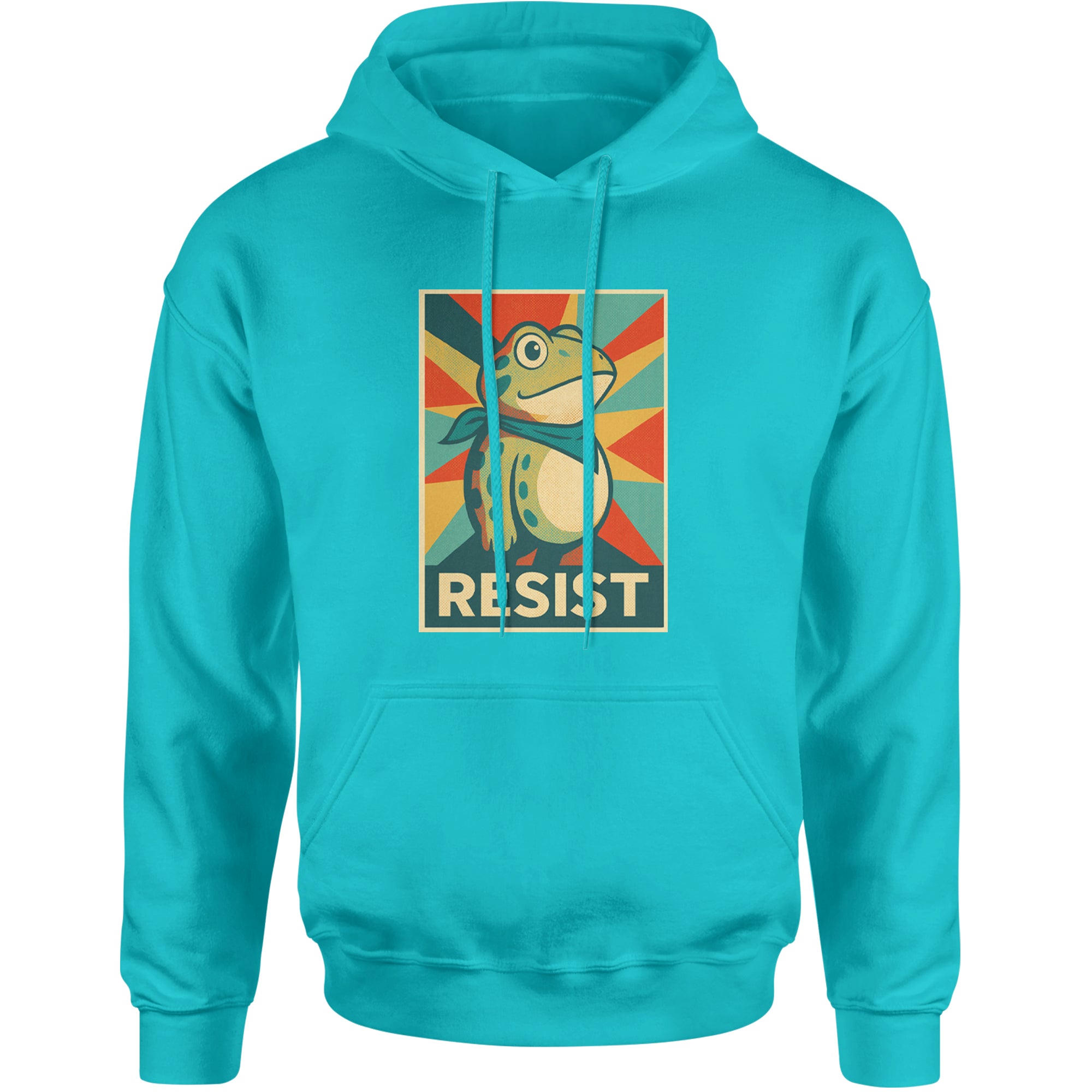 Resist Portland Protest Frog Adult Hoodie Sweatshirt Teal