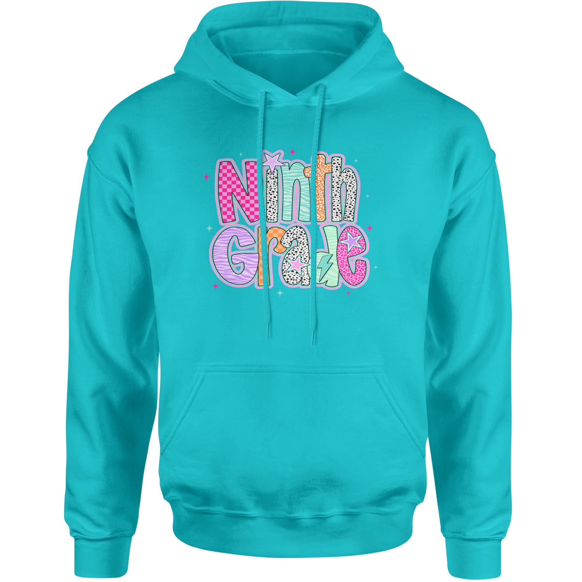 Ninth Grade Freshman Vibes Colorful Back to School Adult Hoodie Sweatshirt Teal