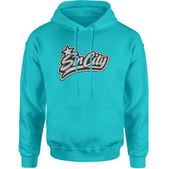 Sin City Vegas Retro Vintage Adult Hoodie Sweatshirt Teal