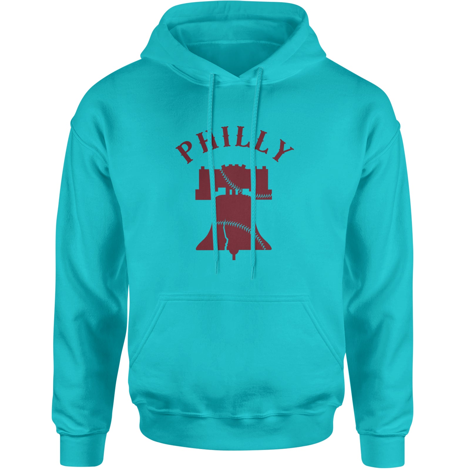 Philly Cracked Liberty Bell Adult Hoodie Sweatshirt Teal