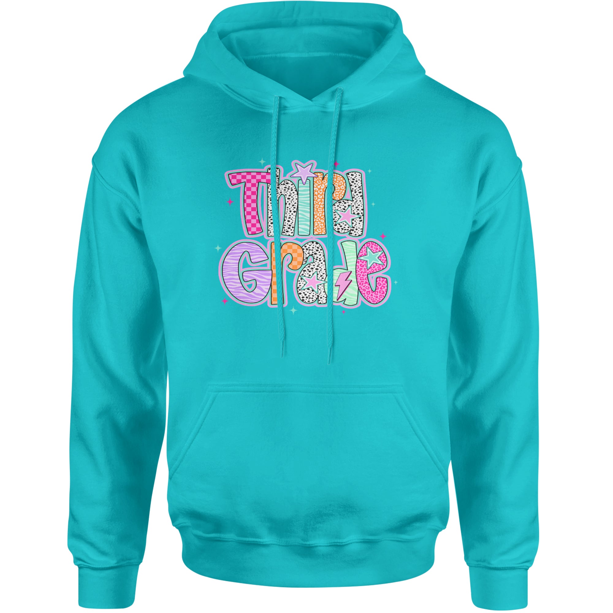 Third Grade Thunder Colorful Back to School Adult Hoodie Sweatshirt Teal