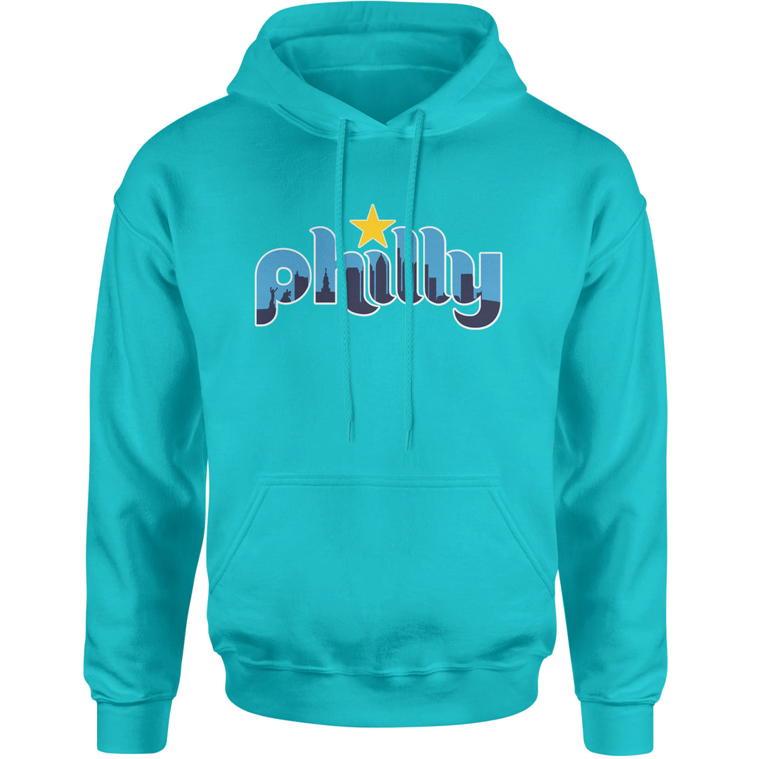 Skyline Philly Philadelphia Adult Hoodie Sweatshirt Teal