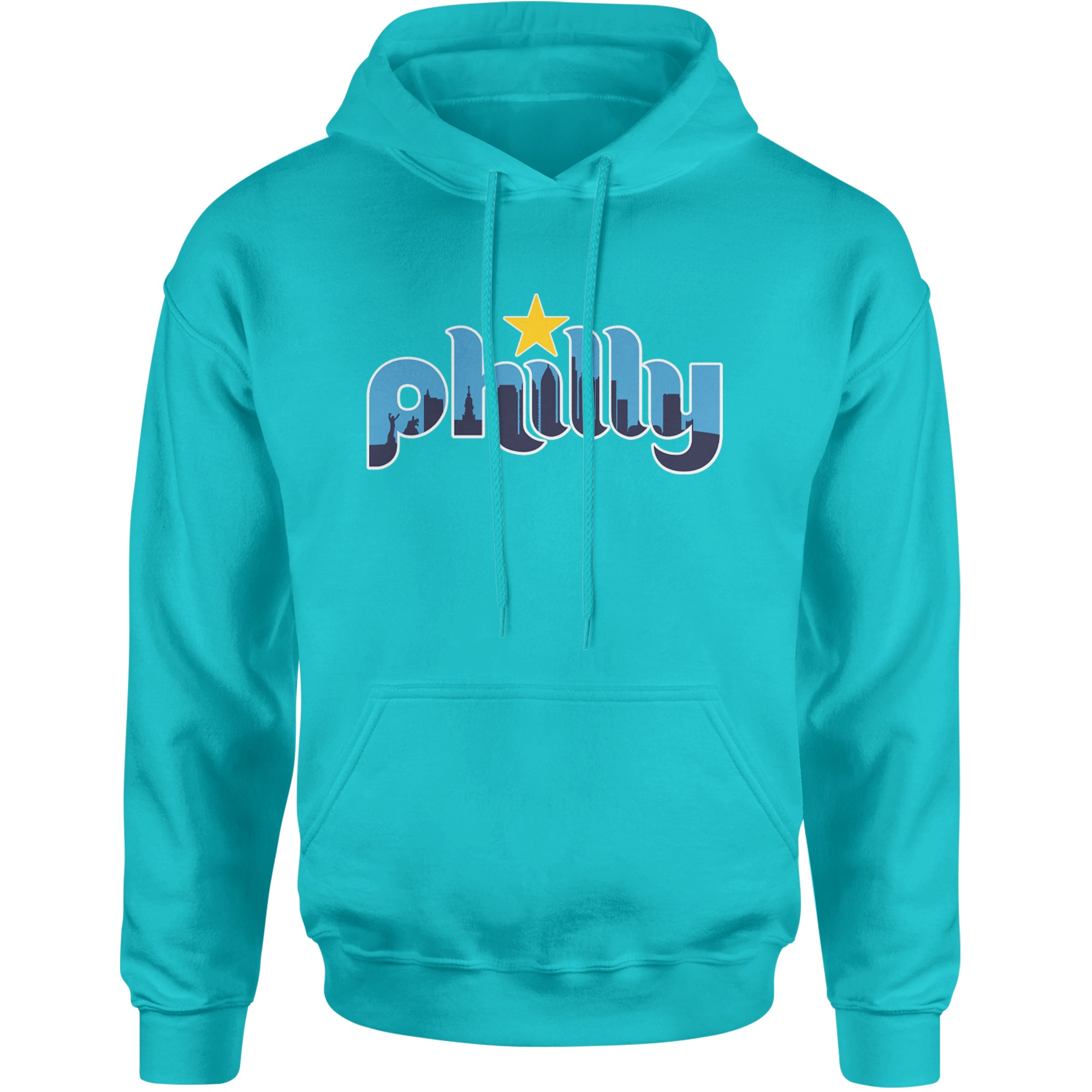 Skyline Philly Philadelphia Adult Hoodie Sweatshirt Teal