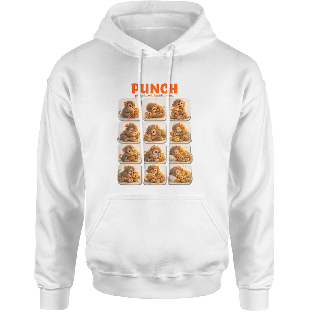 Punch Play Hard Love Harder Adult Hoodie Sweatshirt White