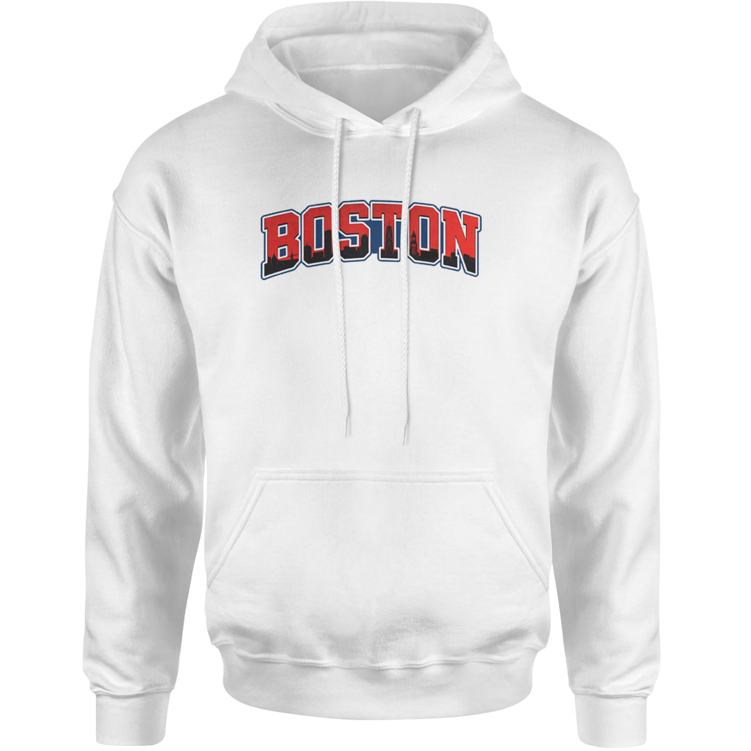 Boston City Pride Skyline Adult Hoodie Sweatshirt White