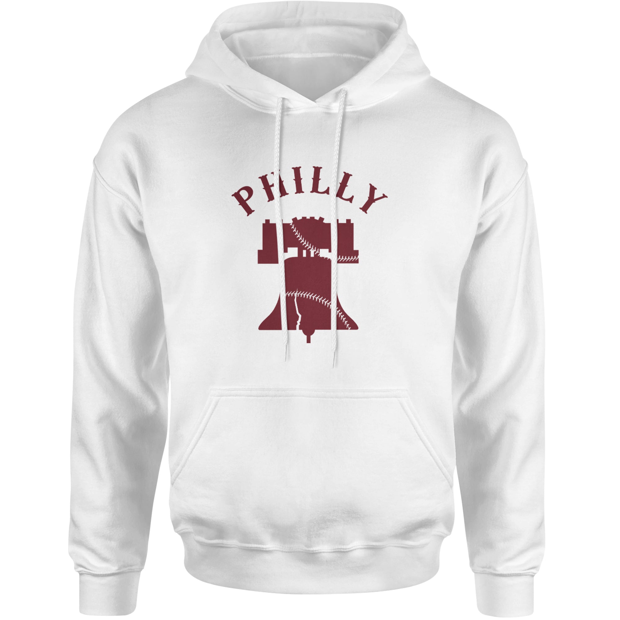 Philly Cracked Liberty Bell Adult Hoodie Sweatshirt White