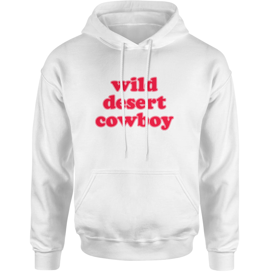 Retro bubble-letter "wild desert cowboy" typography printed on a Unisex Heavyweight Fleece Pullover Hoodie