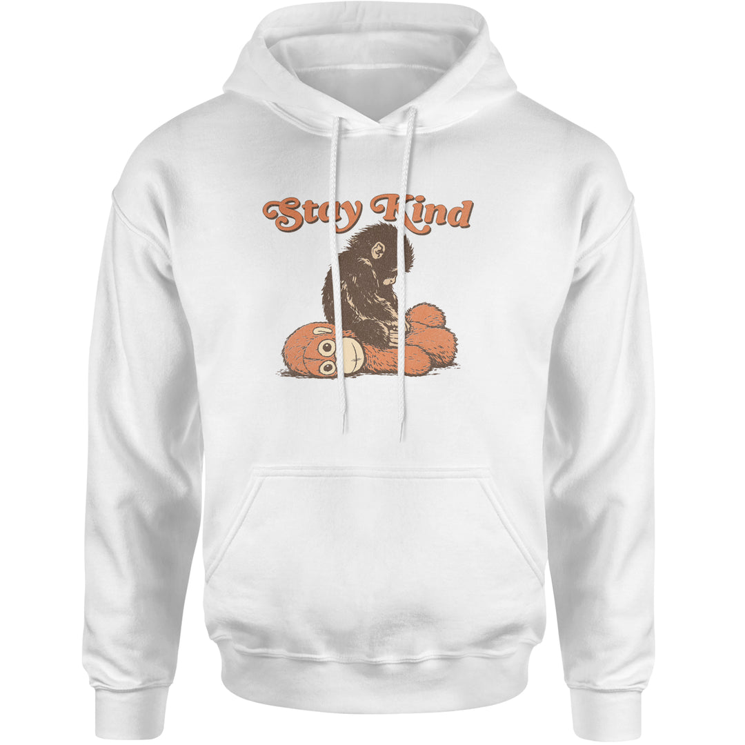 Punch Stay Kind Macaque Adult Hoodie Sweatshirt White