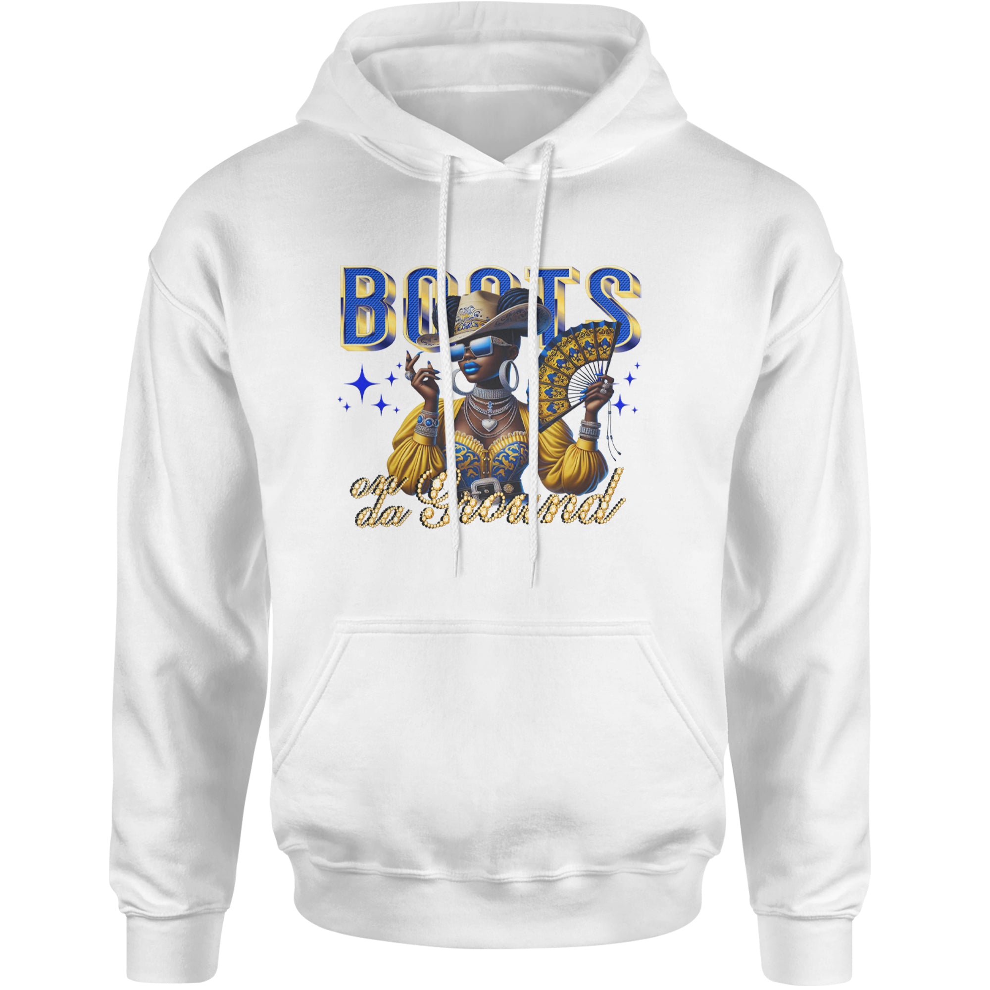 Boots On Da Ground Folding Fan Adult Hoodie Sweatshirt White