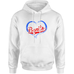 Benito Heart Puerto Rico Adult Hoodie Sweatshirt White