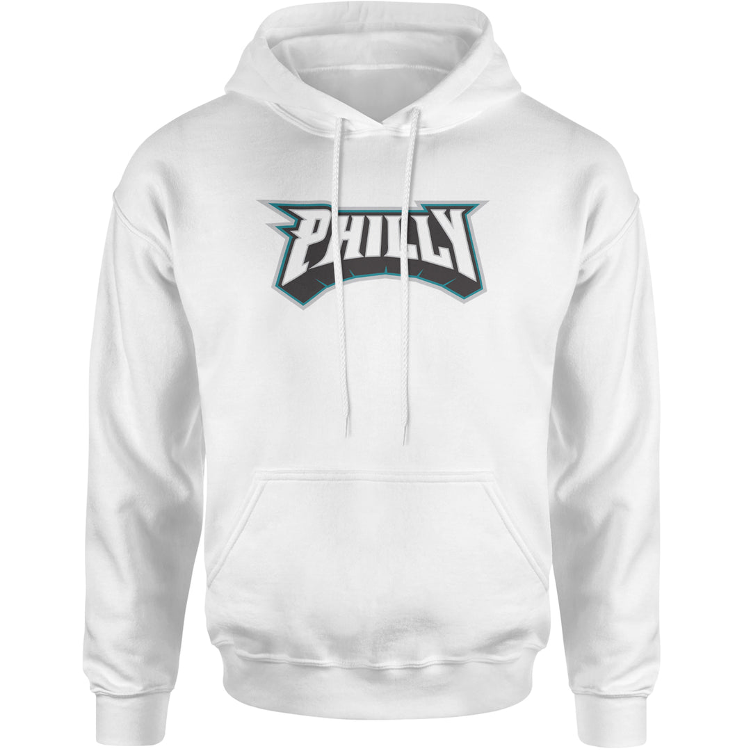 Philly Bold Block Throwback Adult Hoodie Sweatshirt White
