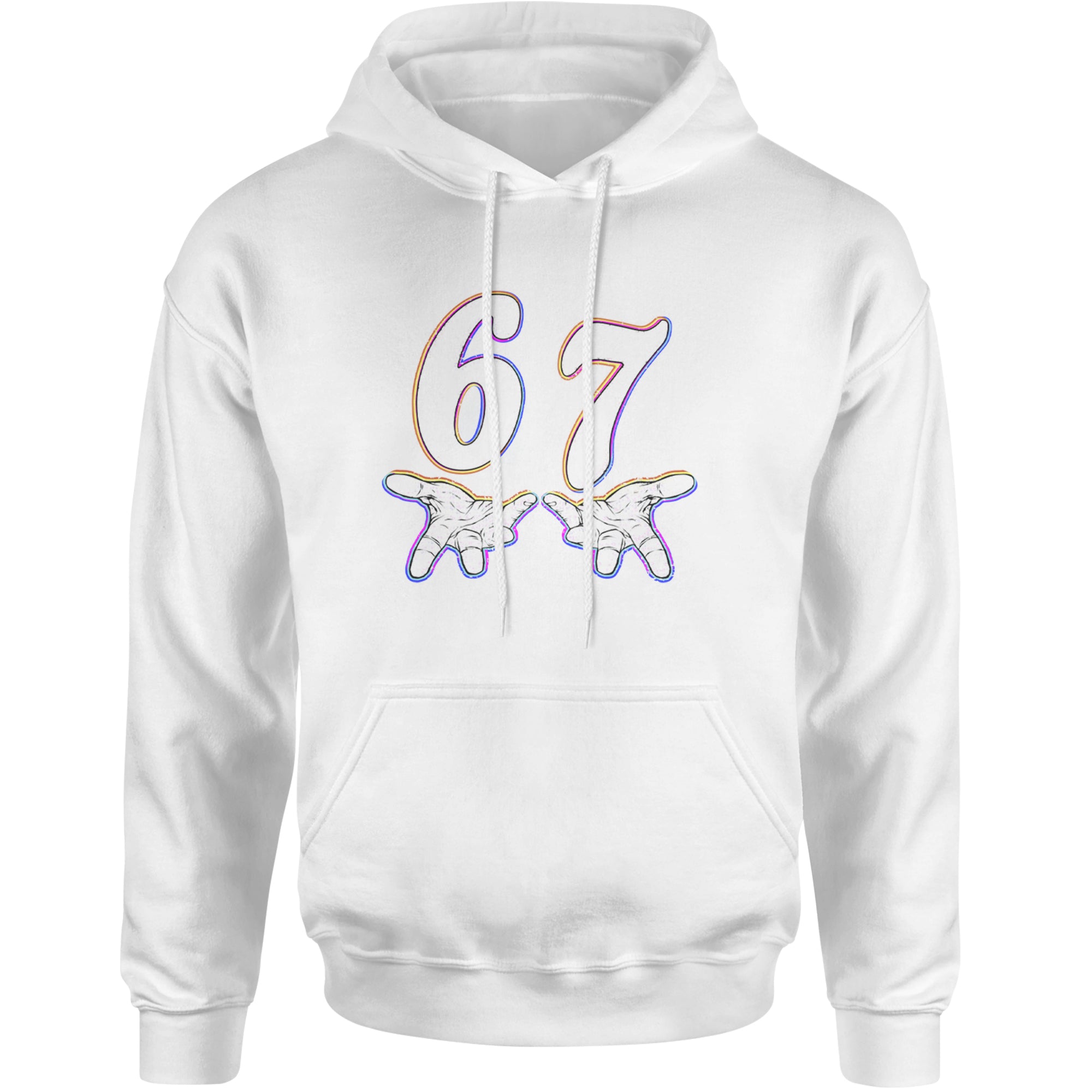 67 Hands Meme Viral Drill Adult Hoodie Sweatshirt White