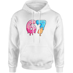 67 Dripping Ice Cream Donut Melt Adult Hoodie Sweatshirt White