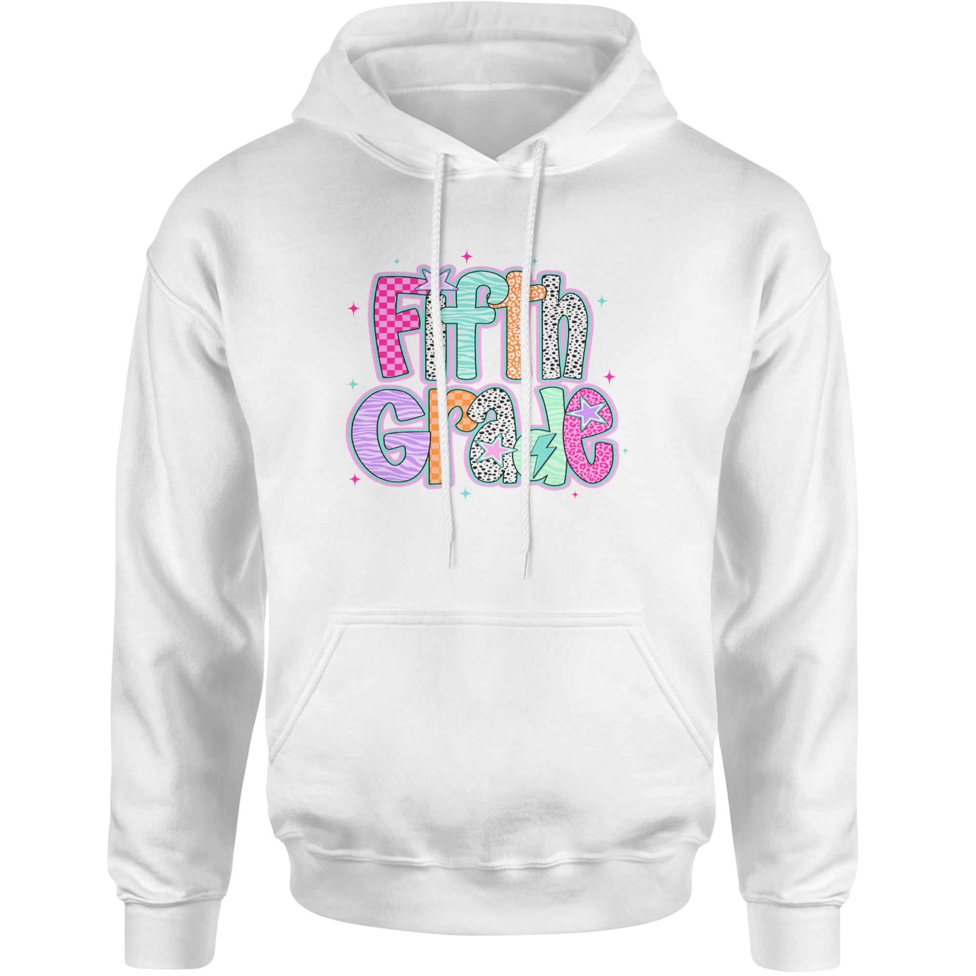 Fifth Grade Fly Colorful Back to School Adult Hoodie Sweatshirt White
