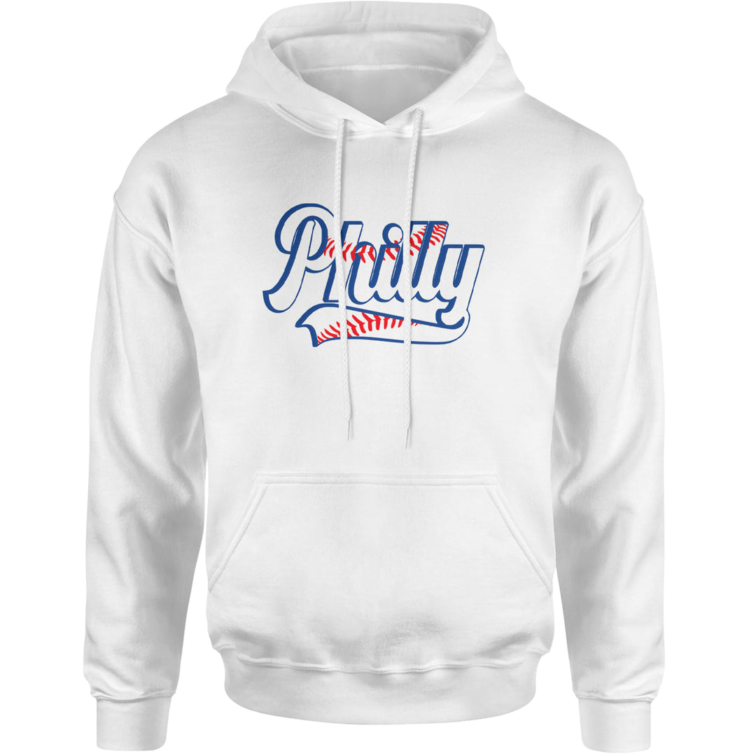 Philly Baseball Stitching Adult Hoodie Sweatshirt White