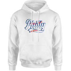 Philly Baseball Stitching Adult Hoodie Sweatshirt White