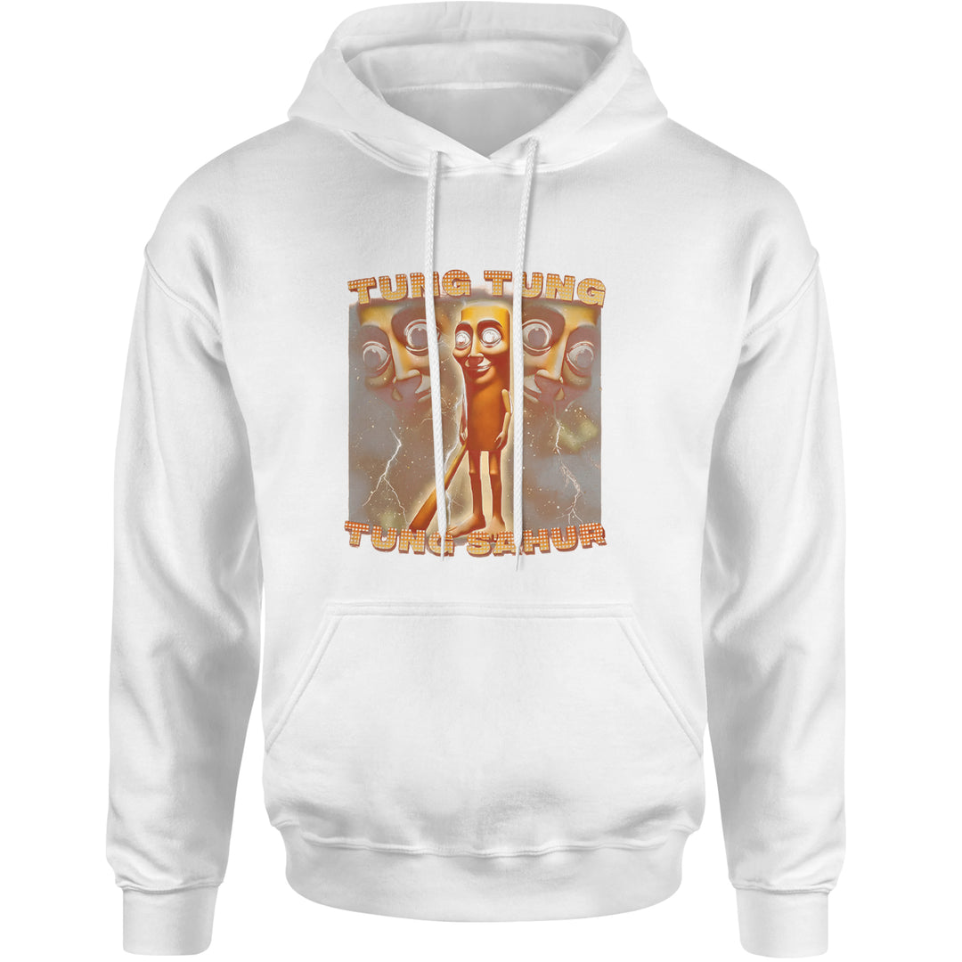 Tung Tung Tung Sahur Enforcer Adult Hoodie Sweatshirt White