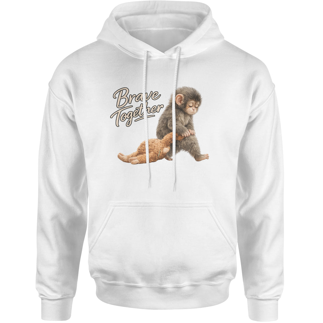 Punch Brave Together Stuffed Animal Adult Hoodie Sweatshirt White