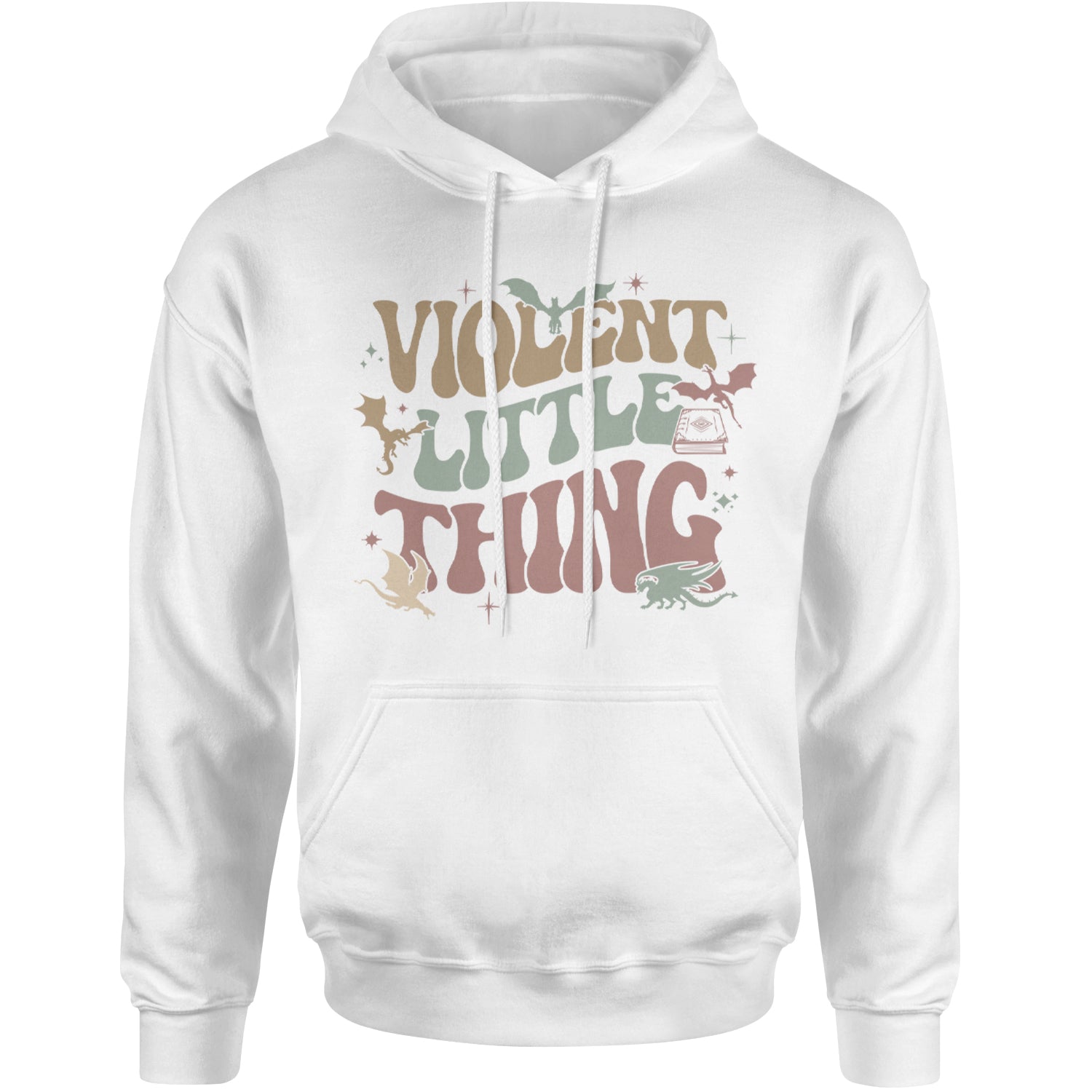 Violent Little Thing Dragon Adult Hoodie Sweatshirt White