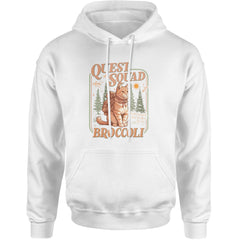 Quest Squad Broccoli Cat Fantasy Reader  Adult Hoodie Sweatshirt White
