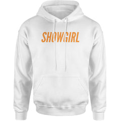 Showgirl Orange Glitter Adult Hoodie Sweatshirt White