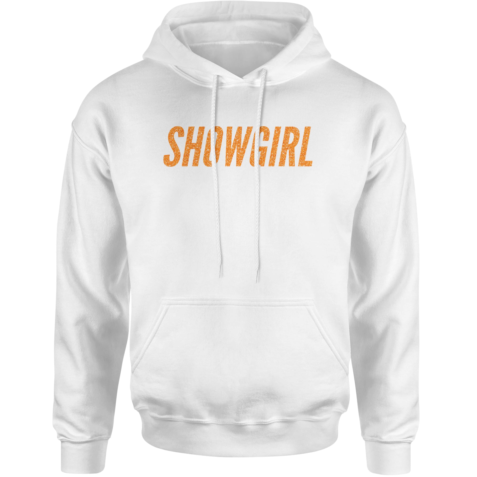 Showgirl Orange Glitter Adult Hoodie Sweatshirt White