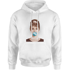 Audrey Hepburn Chewing Bubble Gum American Icon Adult Hoodie Sweatshirt White
