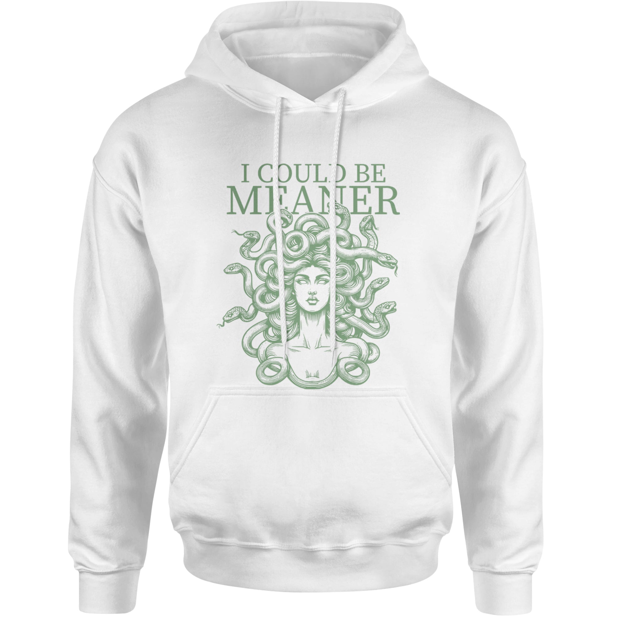 Medusa I Could Be Meaner Adult Hoodie Sweatshirt White