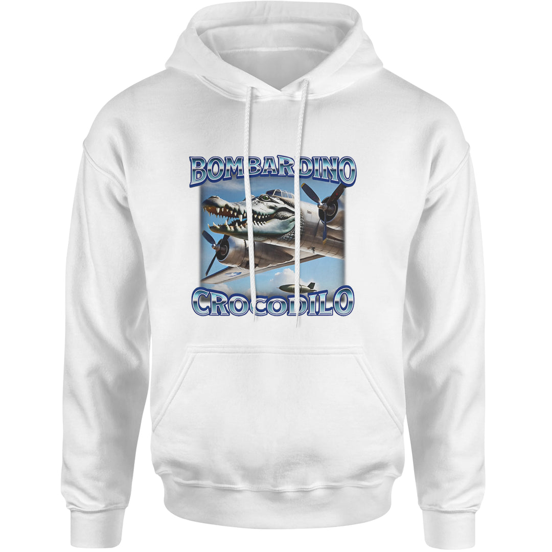 Bombardino Crocodilo Brainrot Adult Hoodie Sweatshirt White