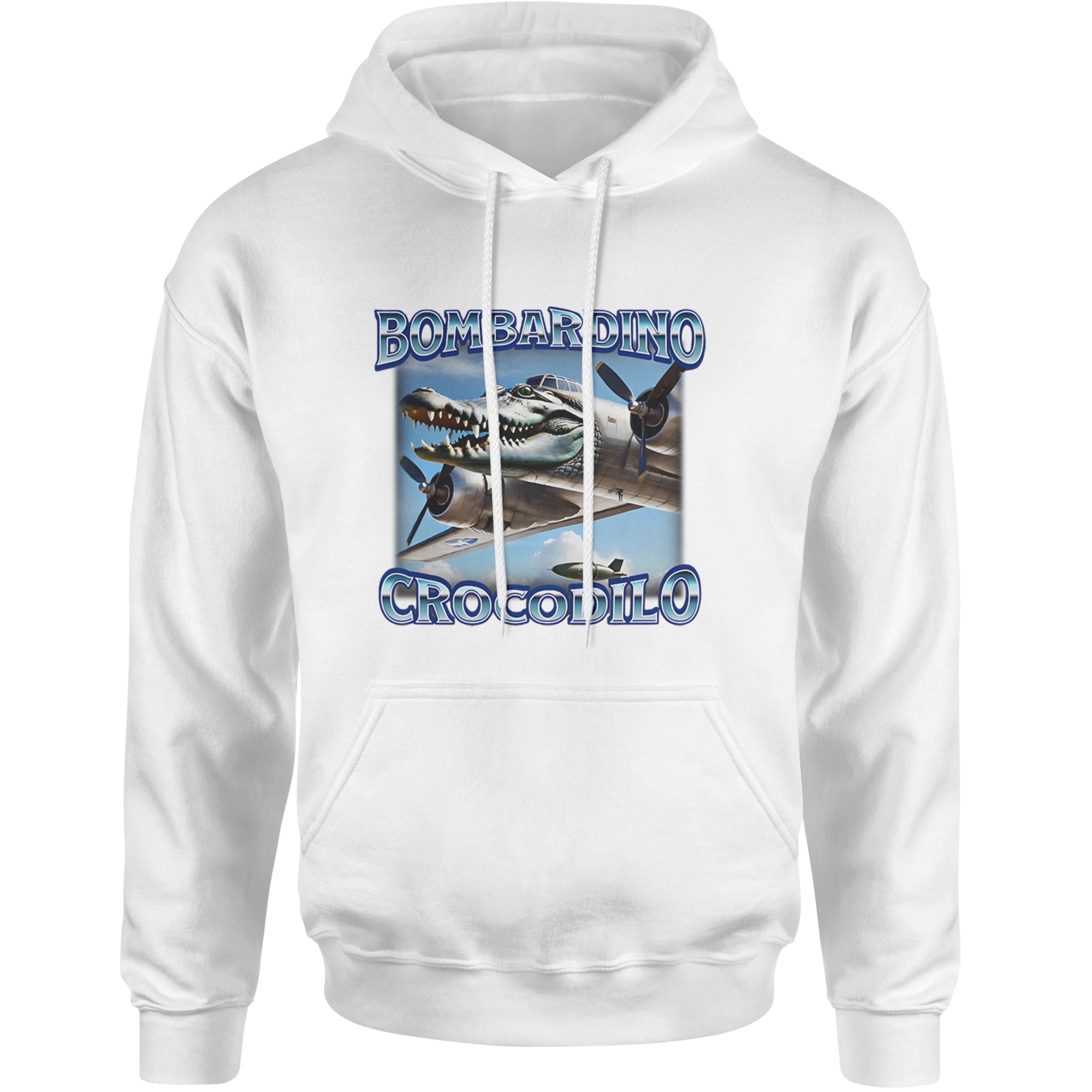 Bombardino Crocodilo Brainrot Adult Hoodie Sweatshirt White
