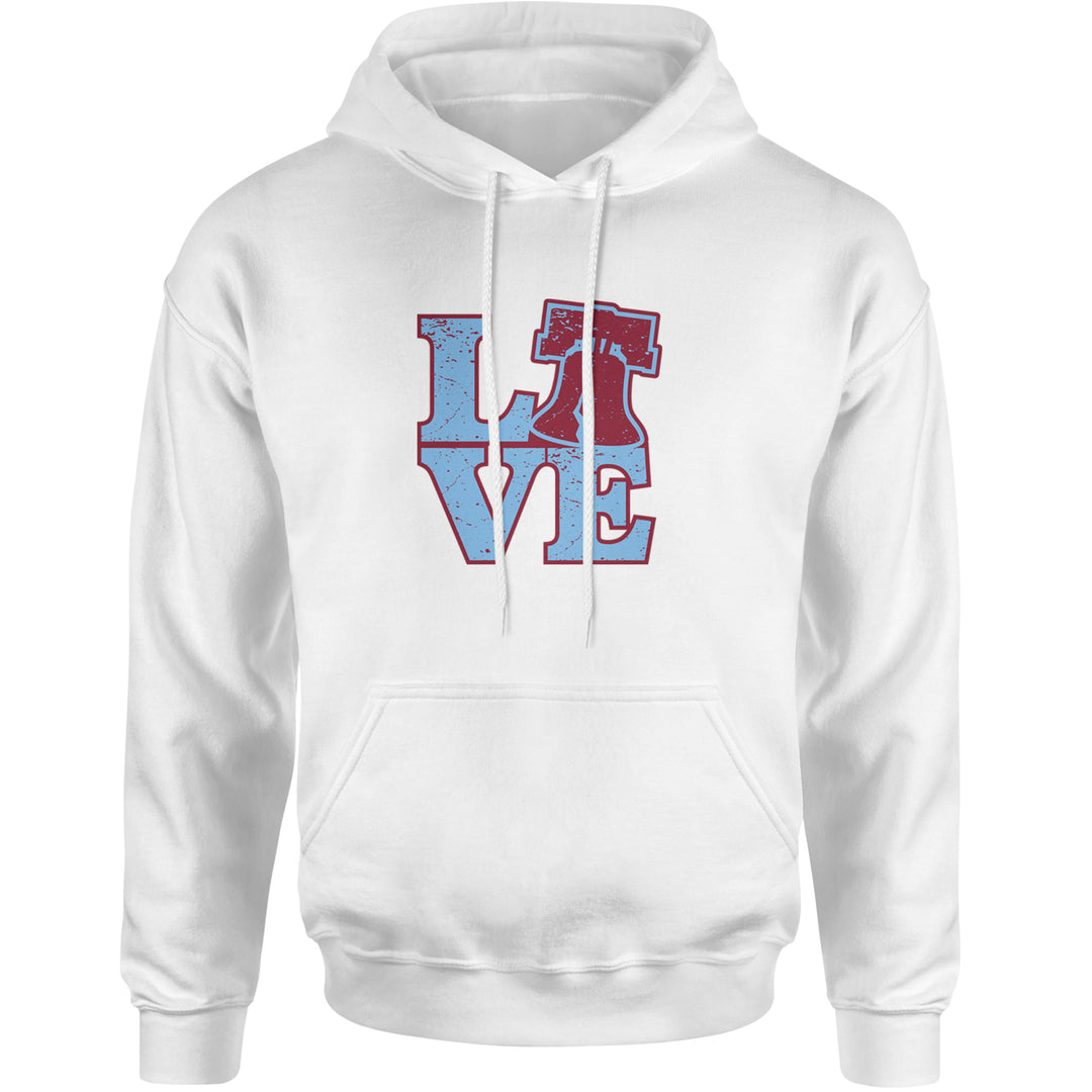 Love Philly Liberty Bell Adult Hoodie Sweatshirt White