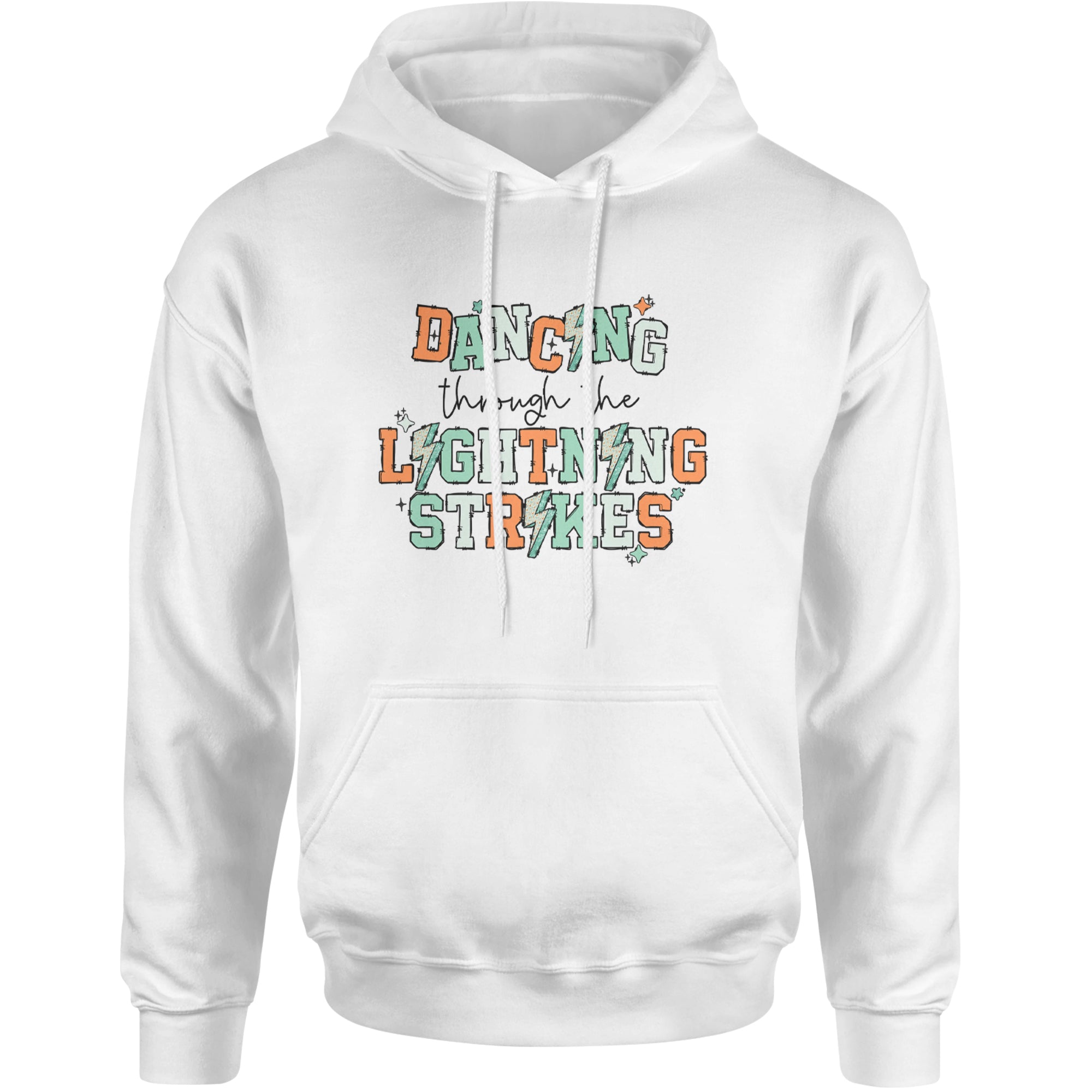 Dancing Through The Lightning Strikes Adult Hoodie Sweatshirt White