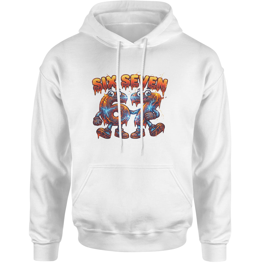 67 Lava Lightning Six Seven Meme Adult Hoodie Sweatshirt White