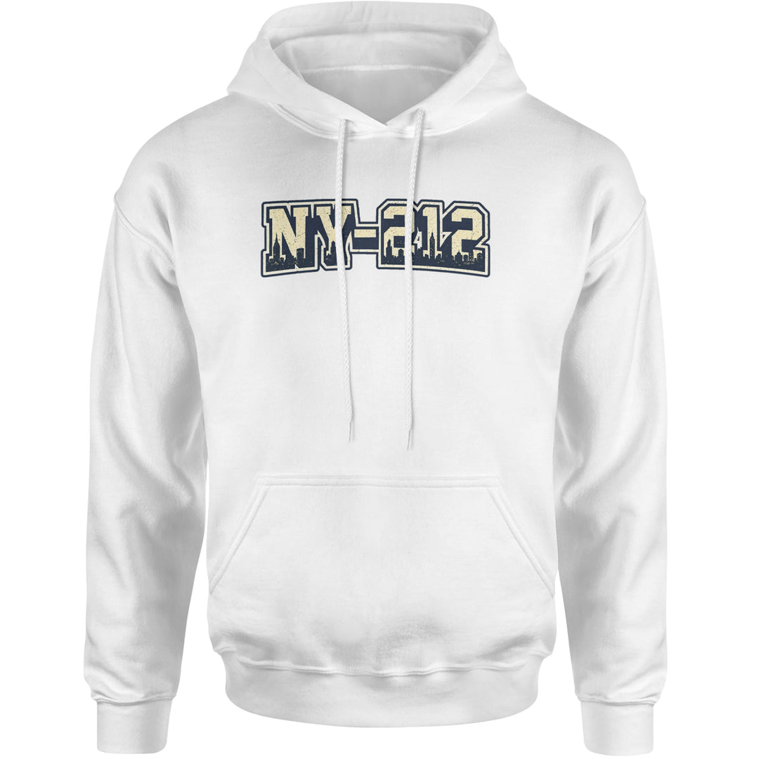 New York City 212 Area Code Skyline  Adult Hoodie Sweatshirt White