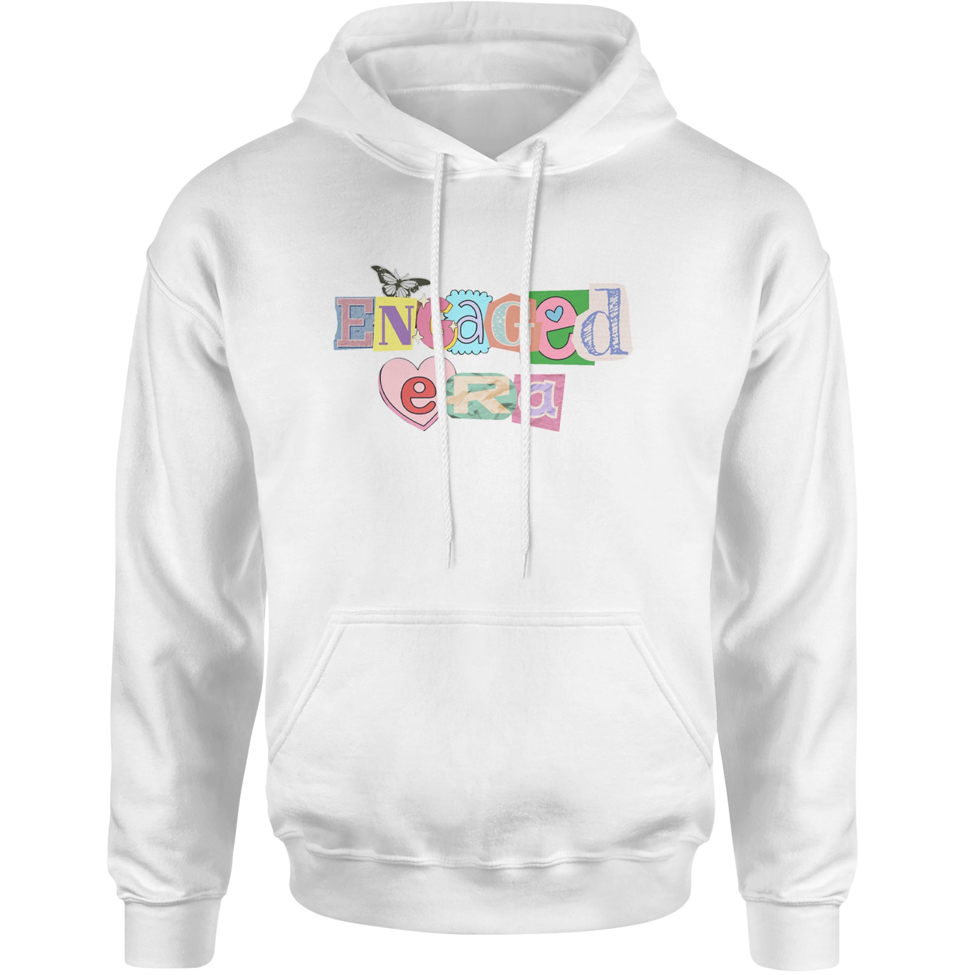 Engaged Era Aesthetic Retro Collage Design Adult Hoodie Sweatshirt White