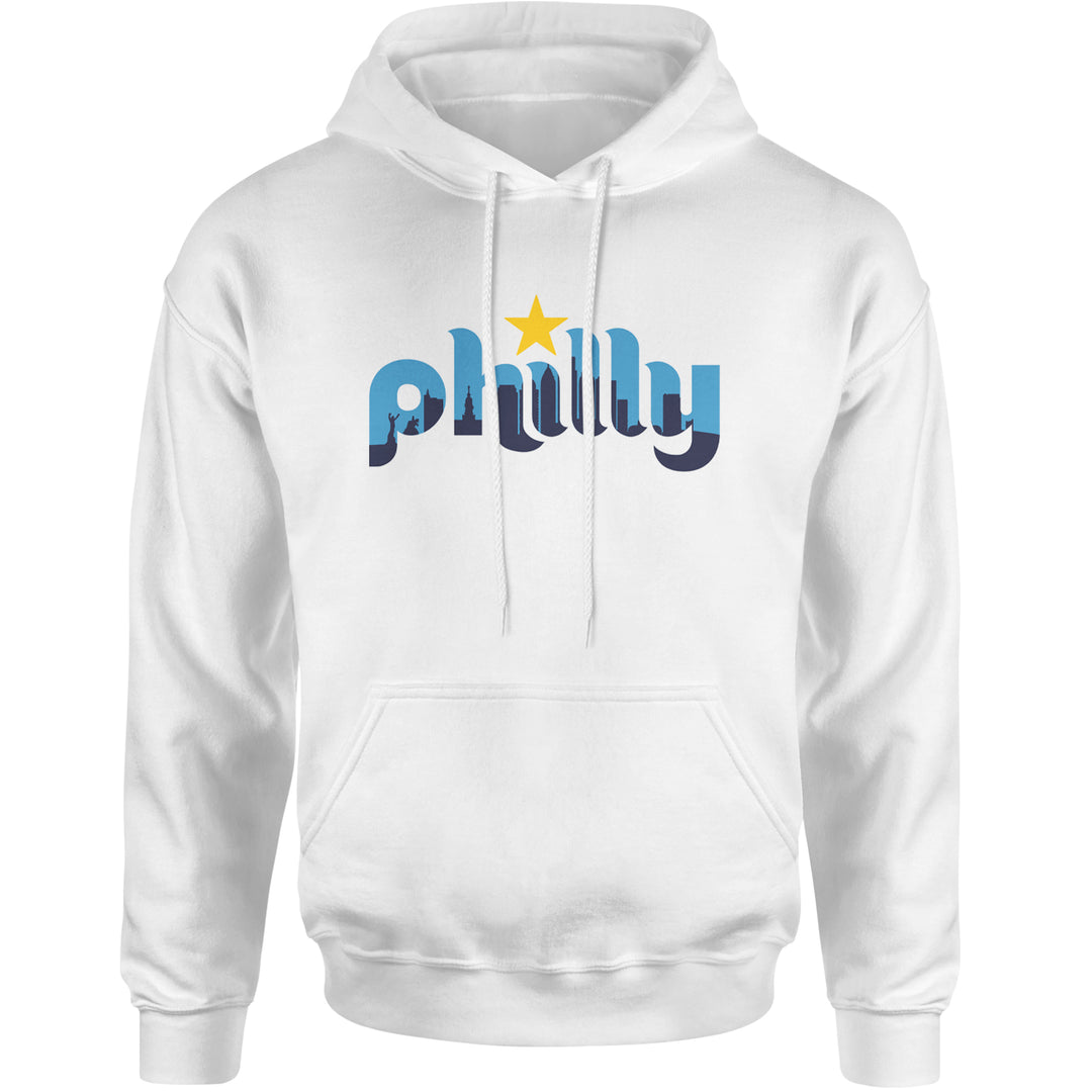 Skyline Philly Philadelphia Adult Hoodie Sweatshirt White