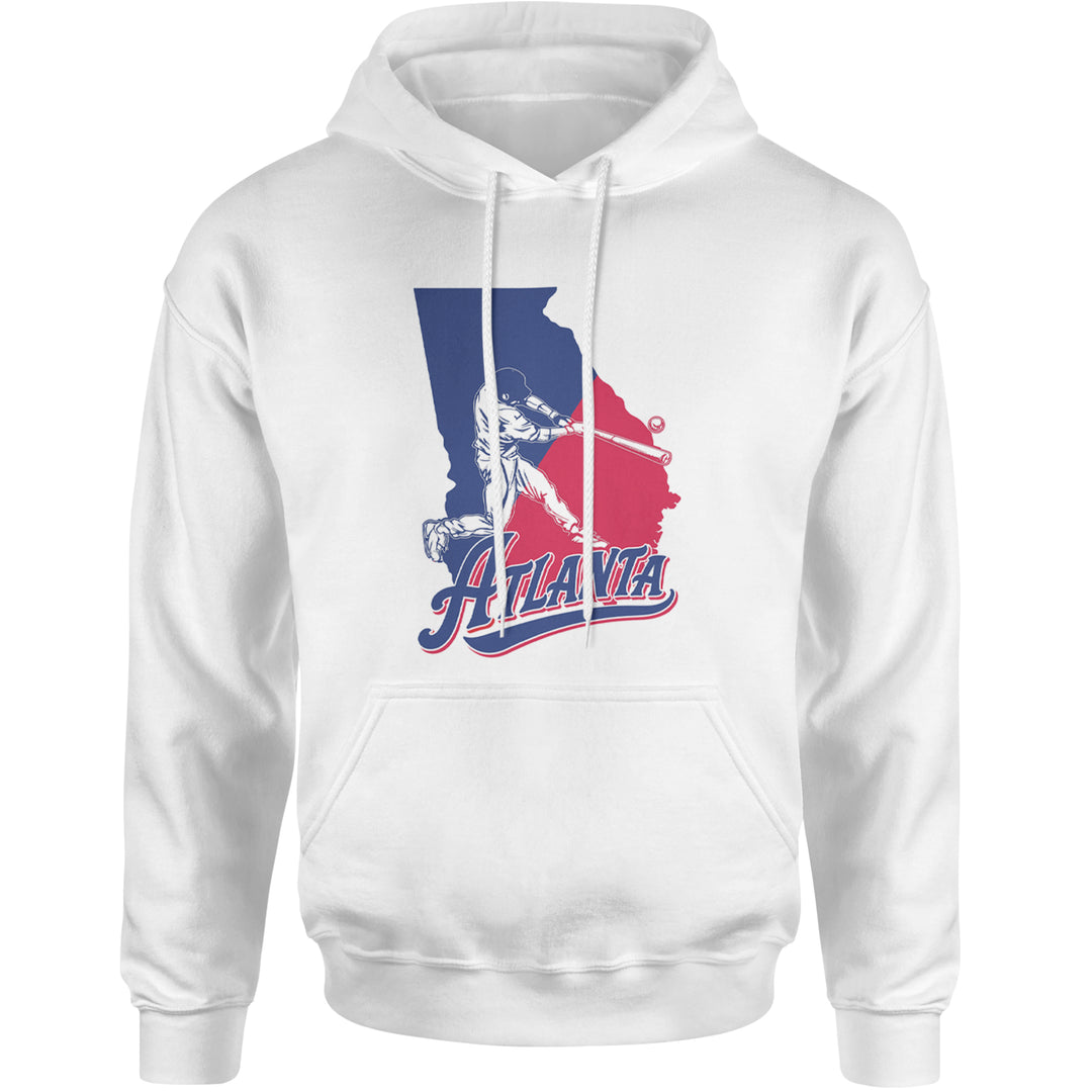 Atlanta Georgia Batter Up Adult Hoodie Sweatshirt White