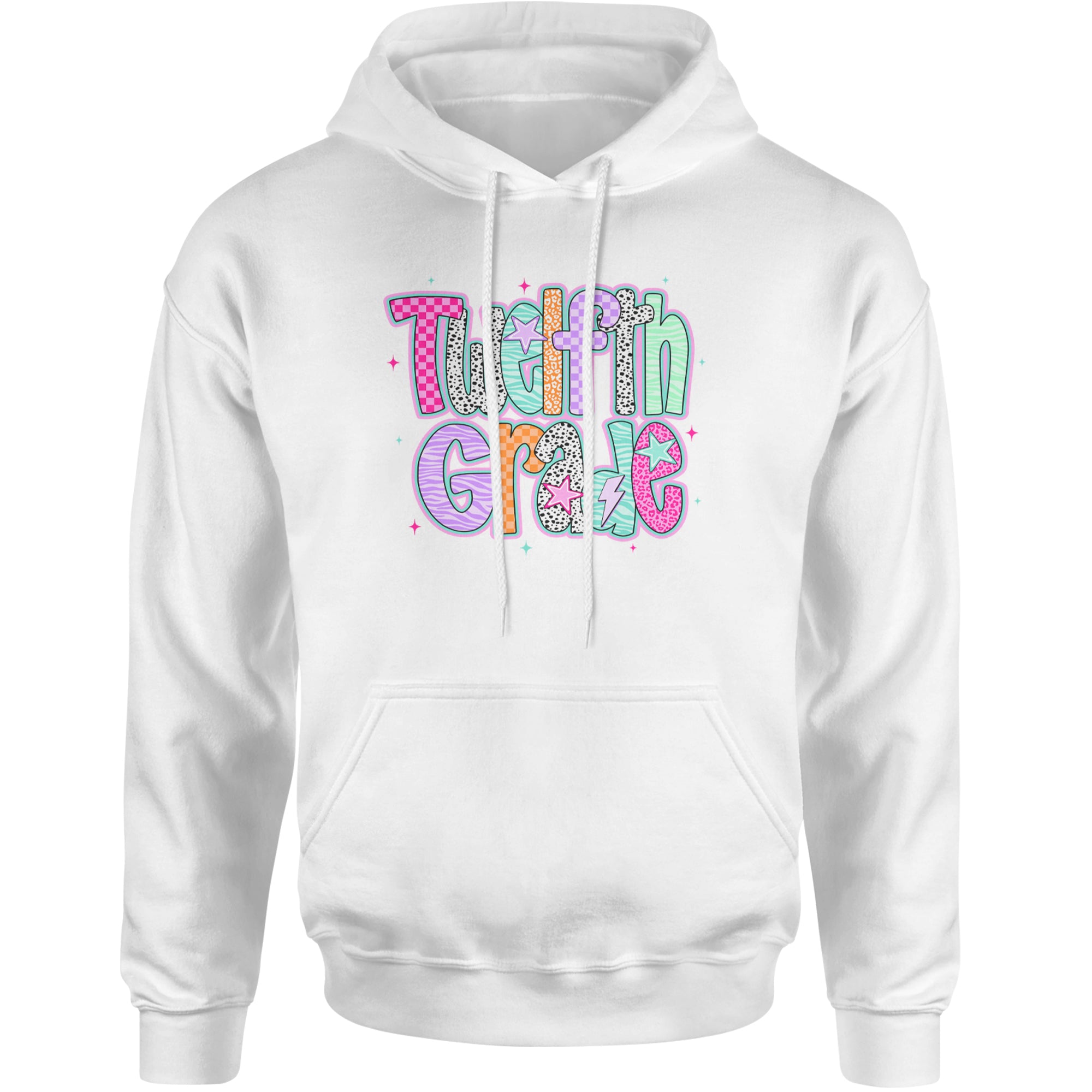 Senior Year Colorful Back to School Adult Hoodie Sweatshirt White