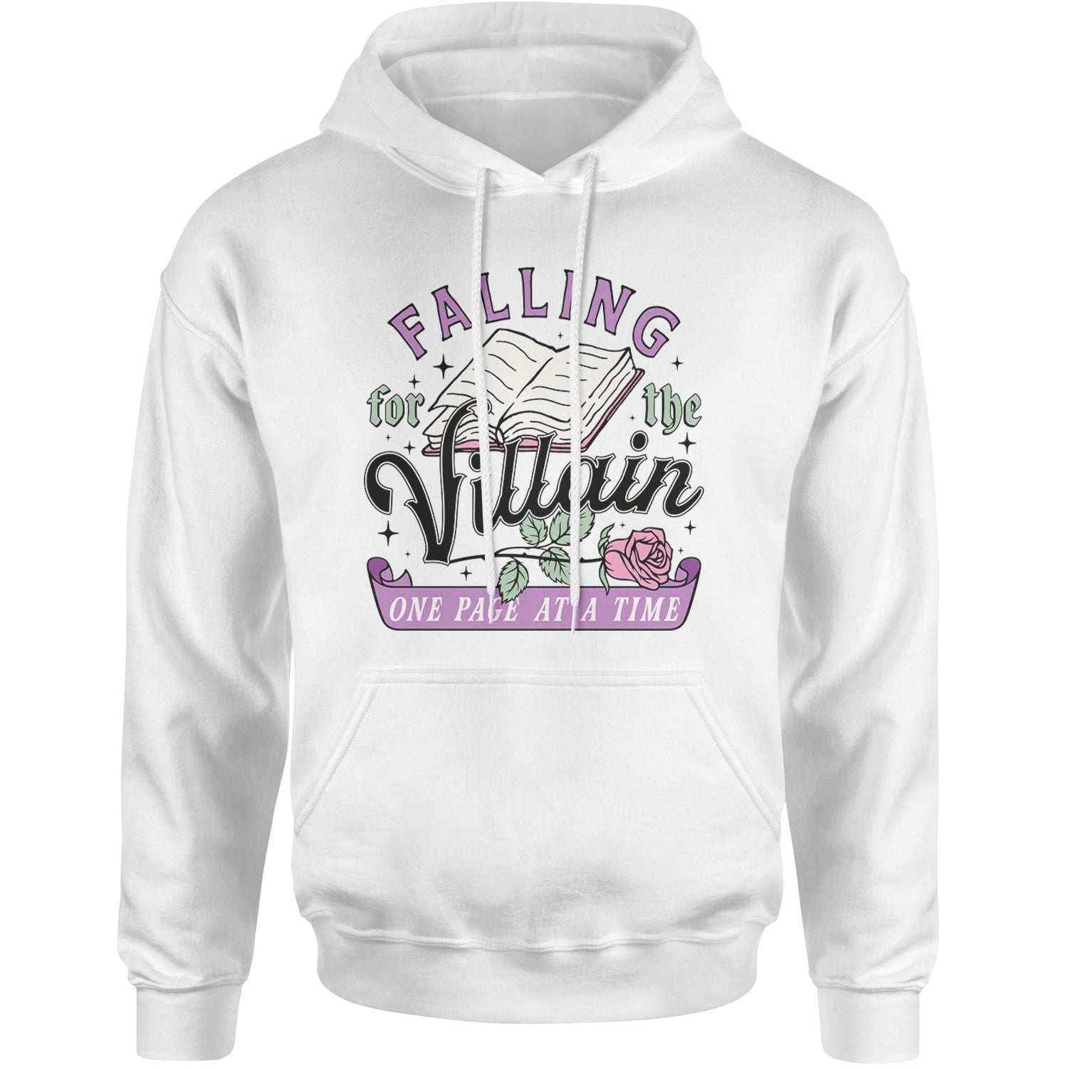 Falling For The Villain One Page At A Time Adult Hoodie Sweatshirt White