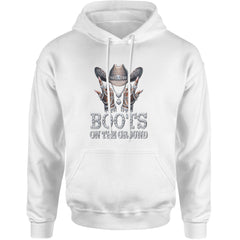 Boots On The Ground Bling Adult Hoodie Sweatshirt White