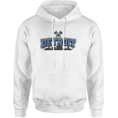 Detroit Motor City Retro Piston Adult Hoodie Sweatshirt White