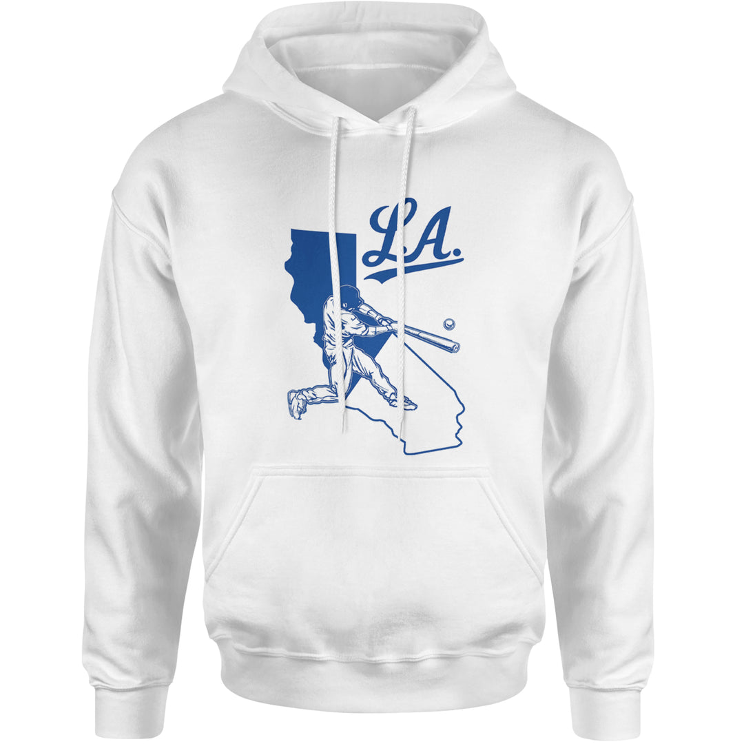 Los Angeles Baseball Batter Up Adult Hoodie Sweatshirt White