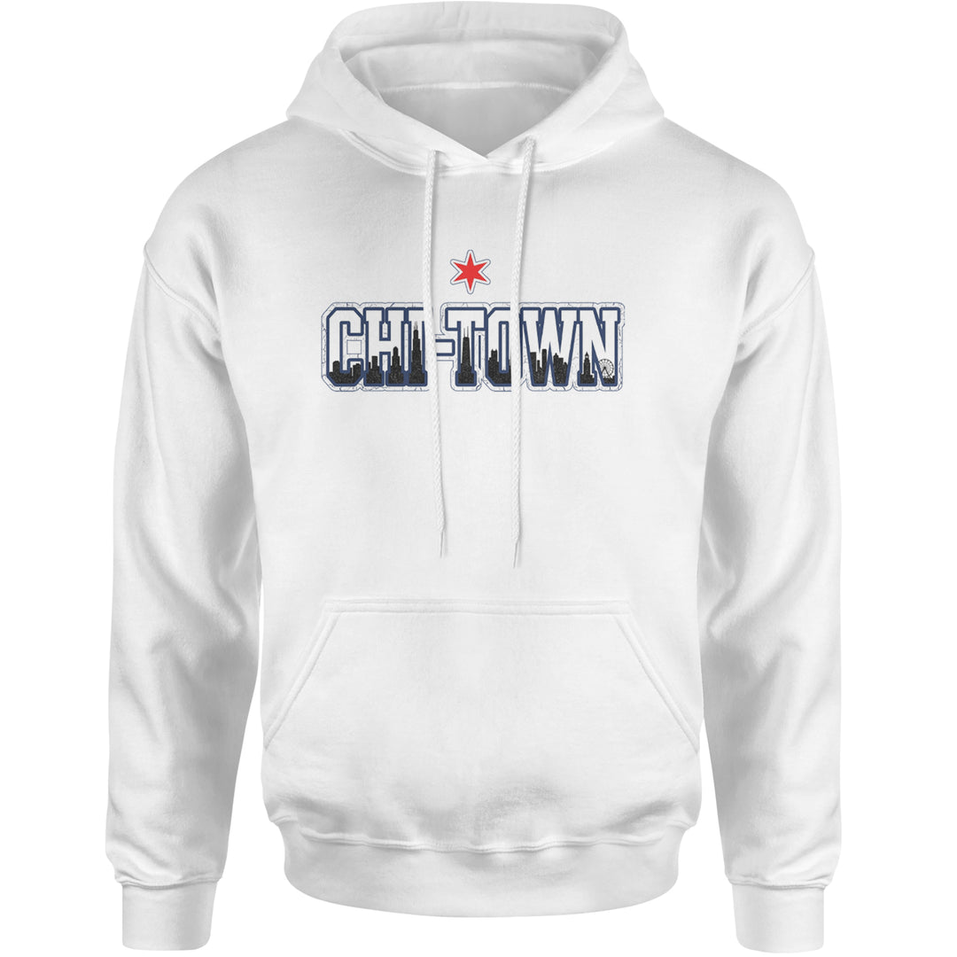 Chicago Chi-Town City Pride Adult Hoodie Sweatshirt White