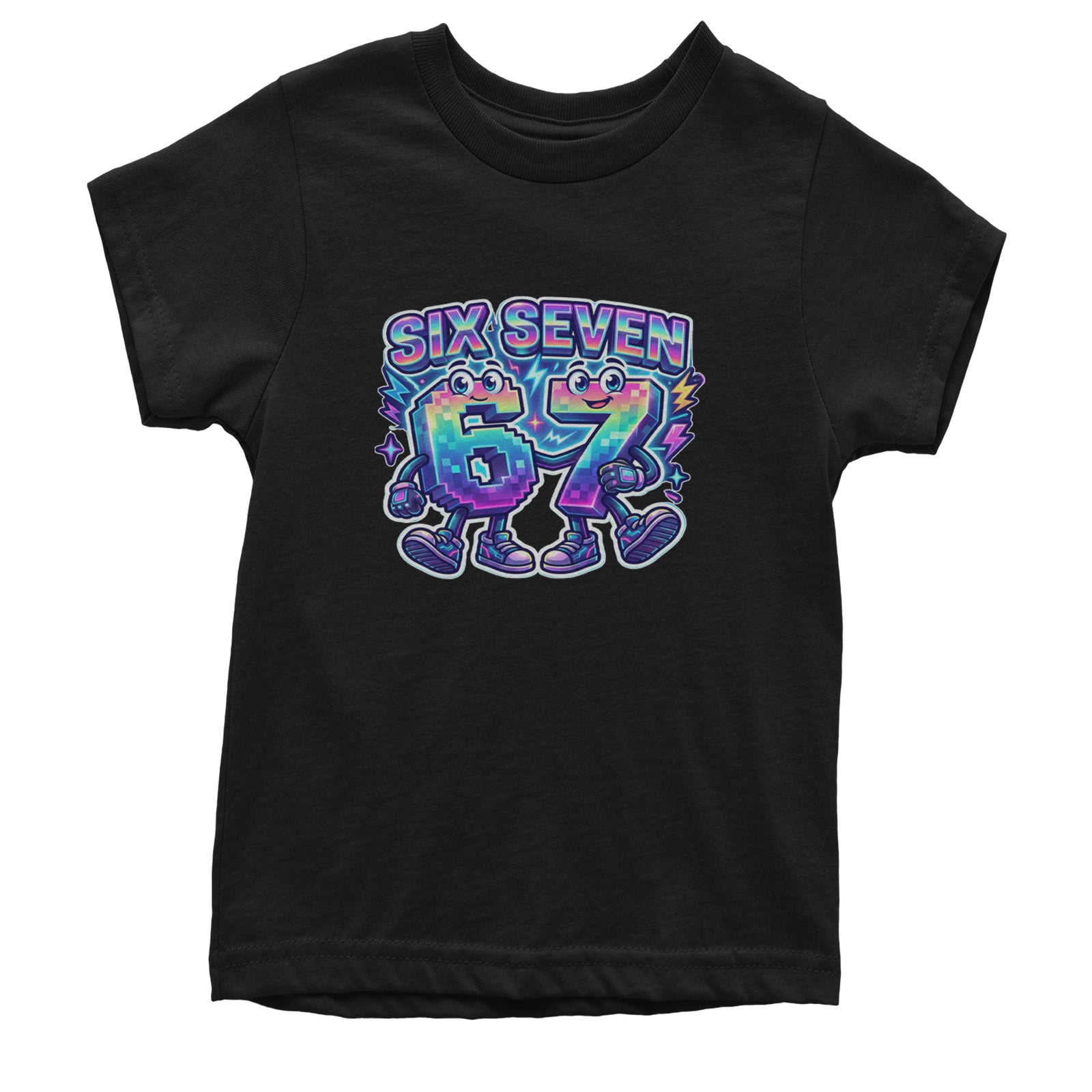 Six Seven 67 Retro Pixel Buddies Youth T-shirt Black