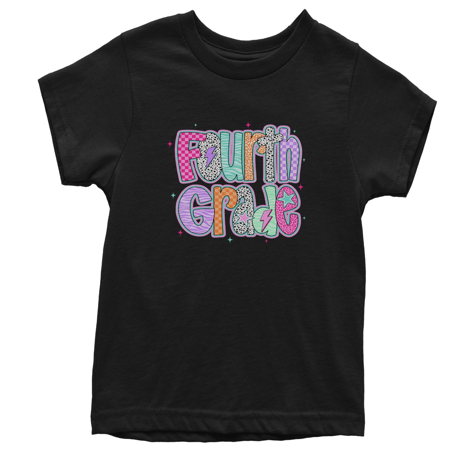 Fourth Grade Fierce Colorful Back to School Youth T-shirt Black