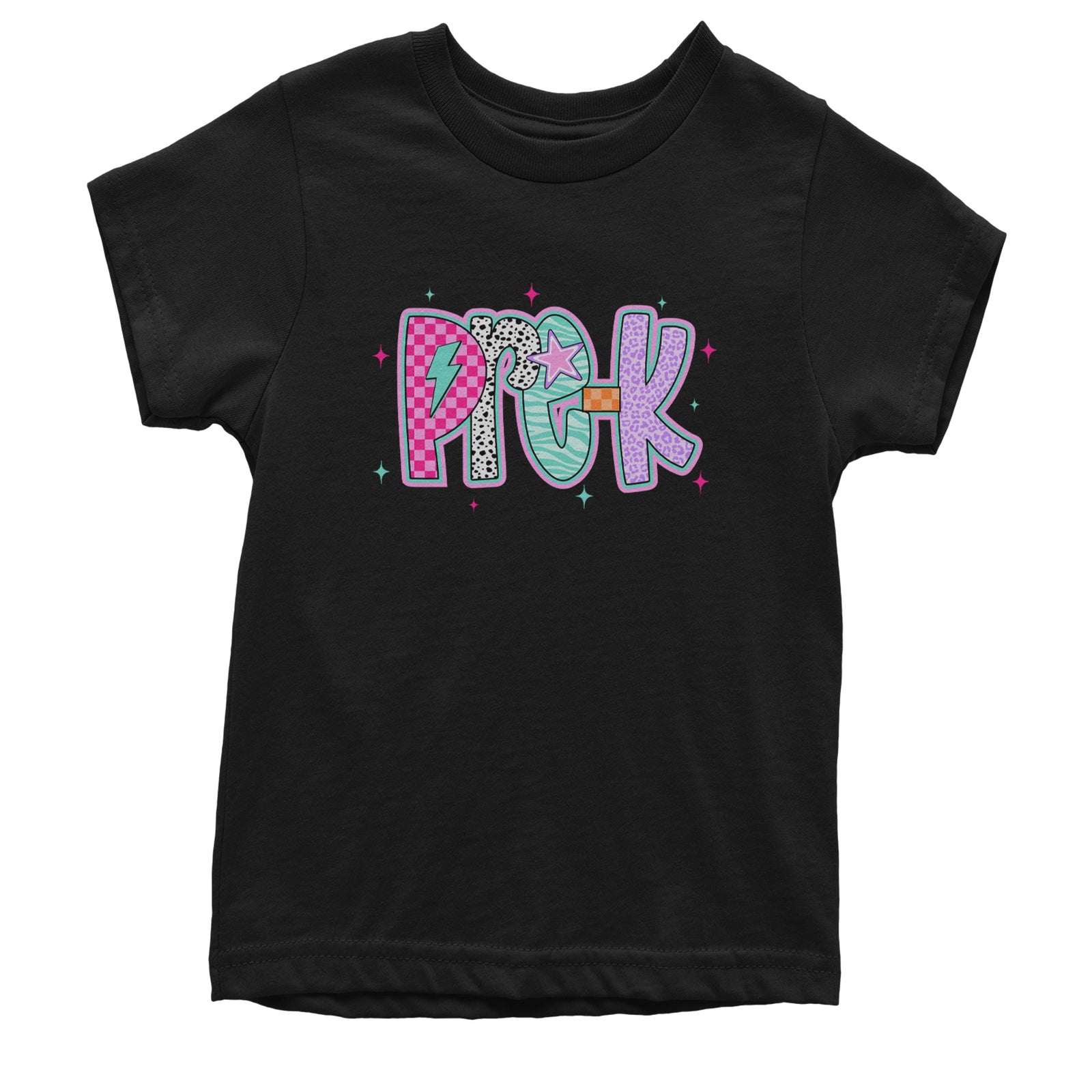 Pre-K Party Time Colorful Back to School Youth T-shirt Black