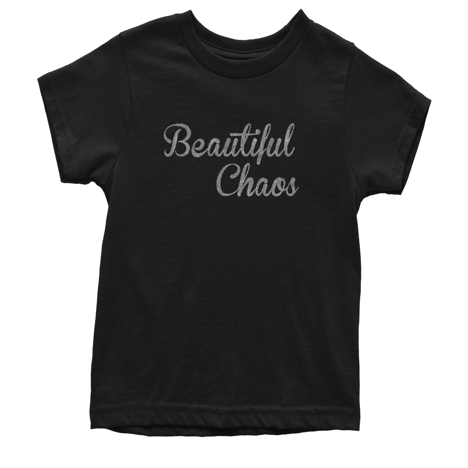 Beautiful Chaos Glitter Music Festival Youth T-shirt Black